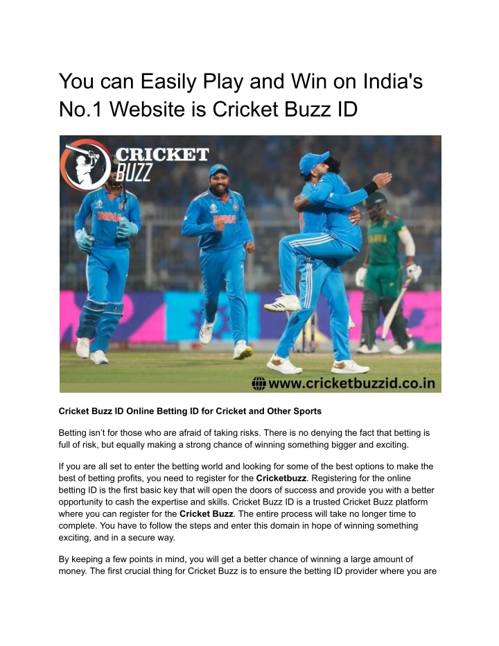 you can easily play and win on india