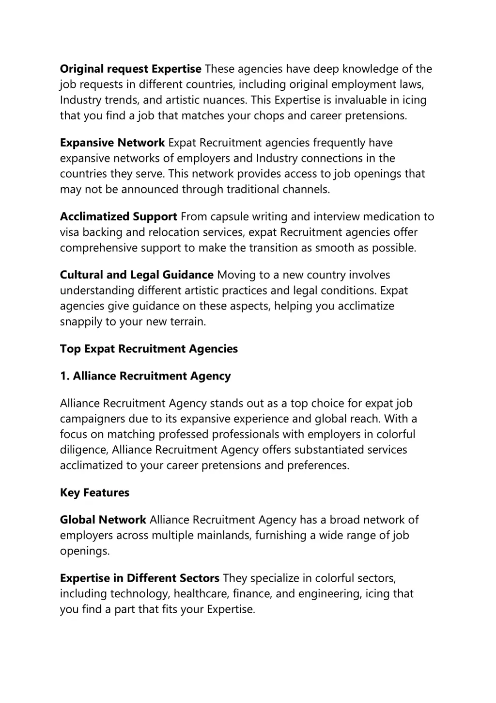 original request expertise these agencies have