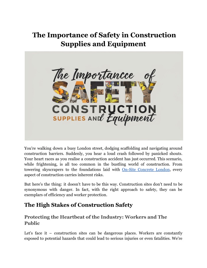 the importance of safety in construction supplies