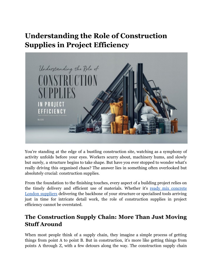 understanding the role of construction supplies