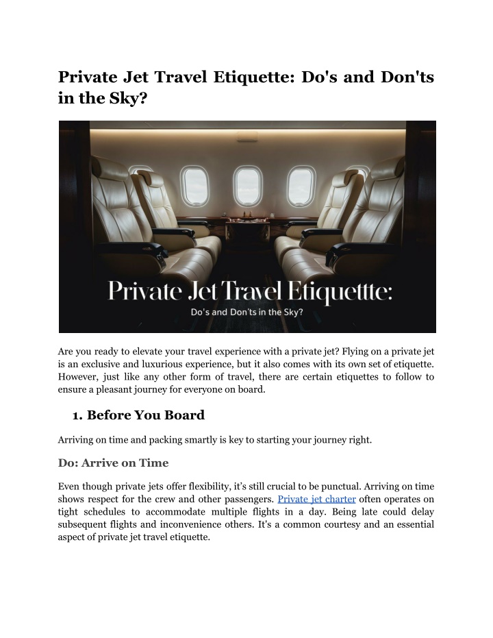 private jet travel etiquette