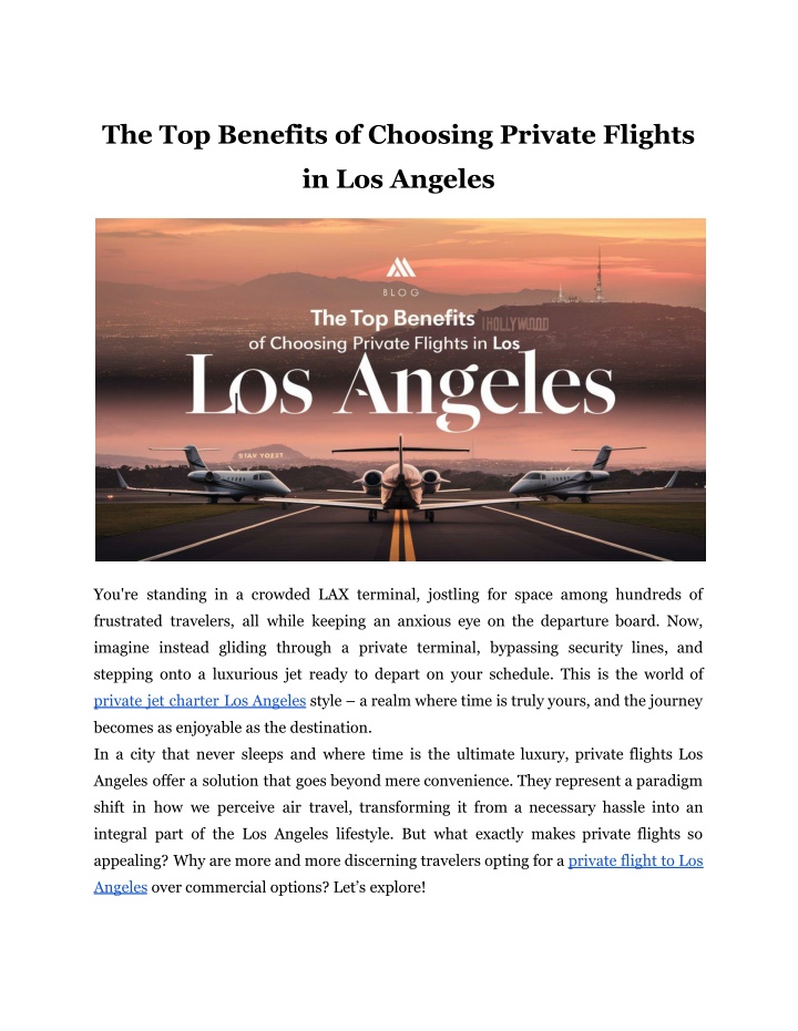 the top benefits of choosing private flights