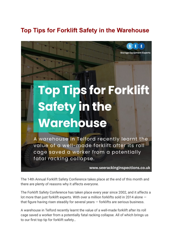 top tips for forklift safety in the warehouse