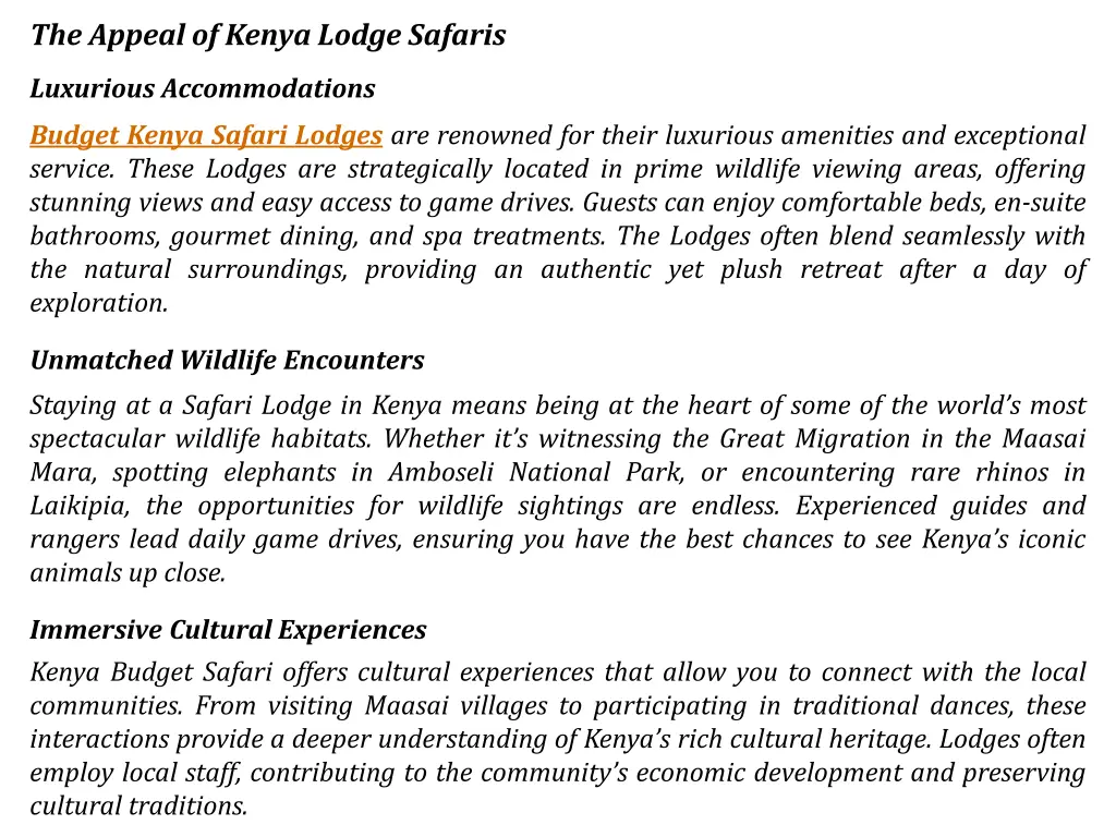 the appeal of kenya lodge safaris