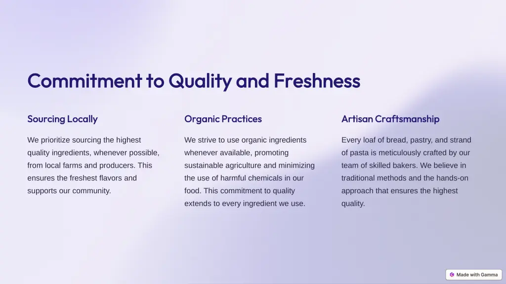 commitment to quality and freshness commitment