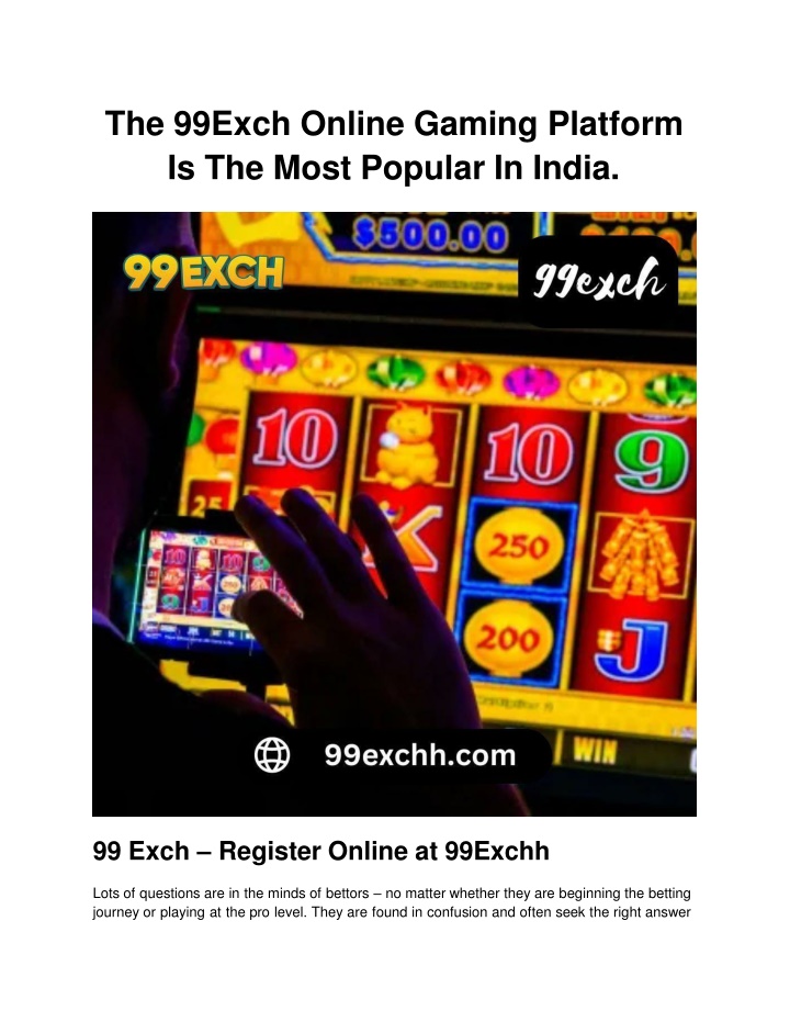 the 99exch online gaming platform is the most