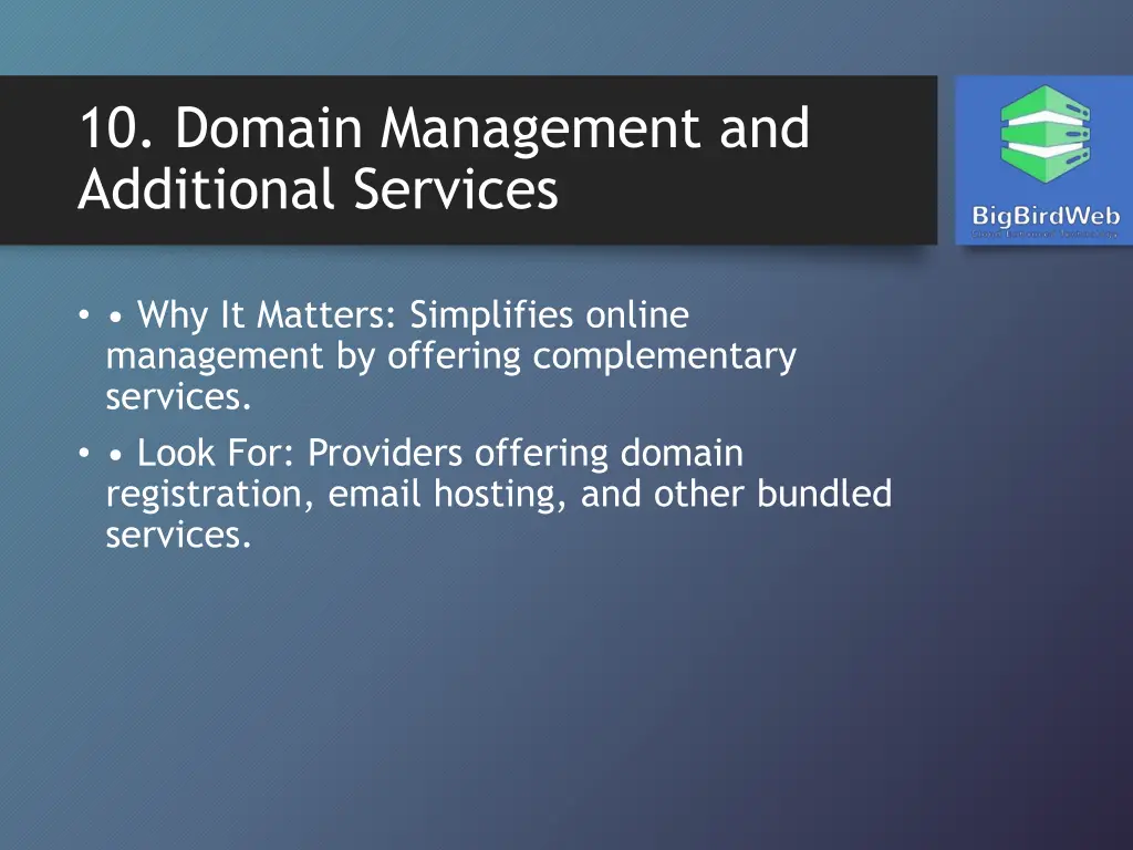 10 domain management and additional services