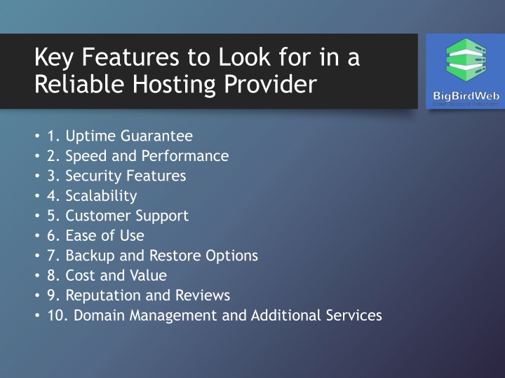 key features to look for in a reliable hosting