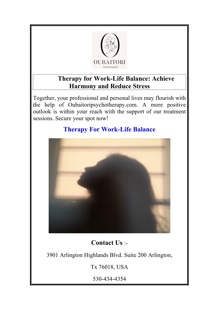 therapy for work life balance achieve harmony