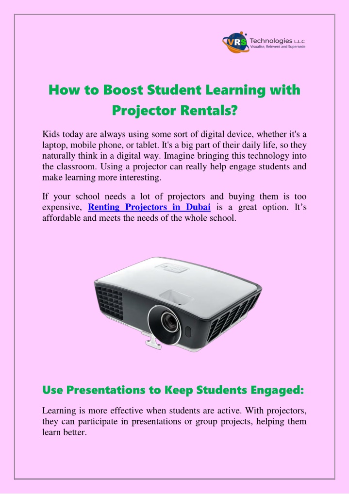 how to boost student learning with projector