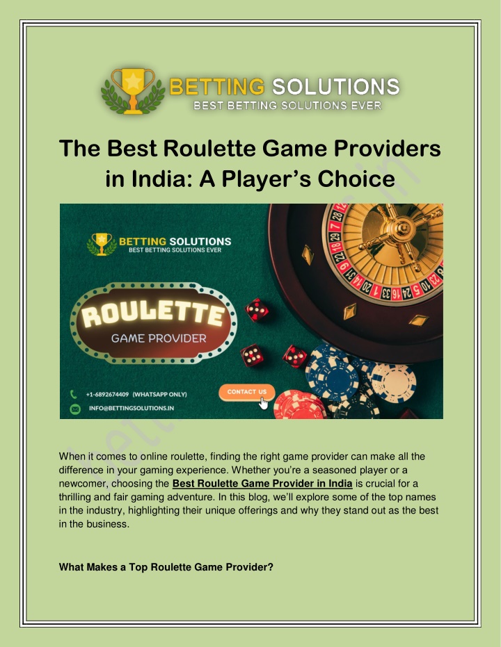 the best roulette game providers in india