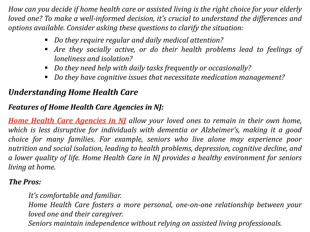 how can you decide if home health care