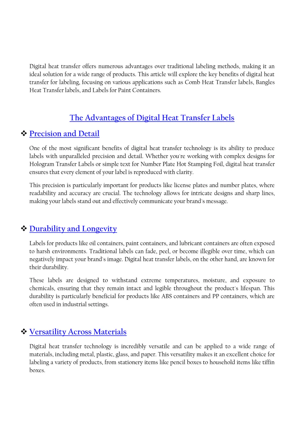 digital heat transfer offers numerous advantages