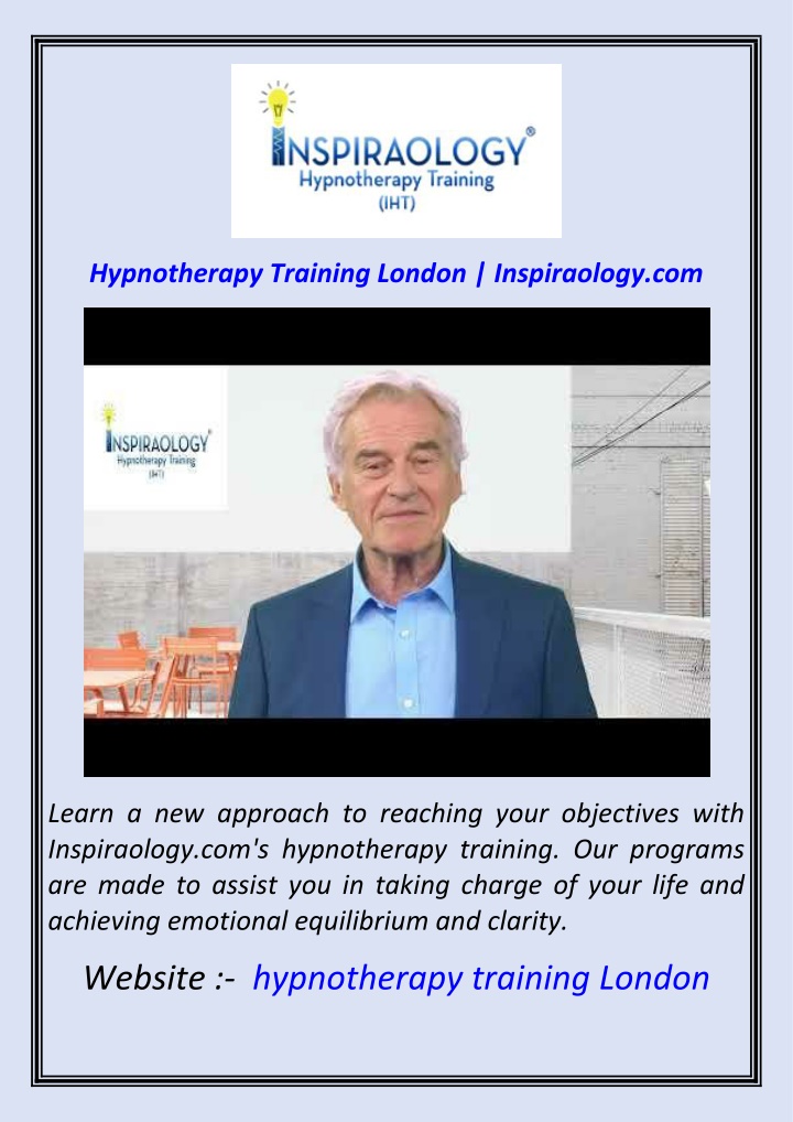 hypnotherapy training london inspiraology com