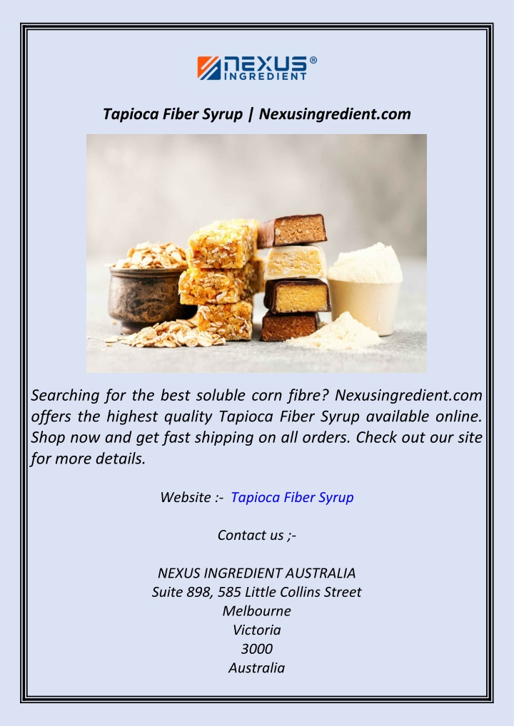 tapioca fiber syrup nexusingredient com