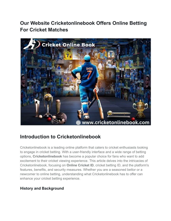 our website cricketonlinebook offers online