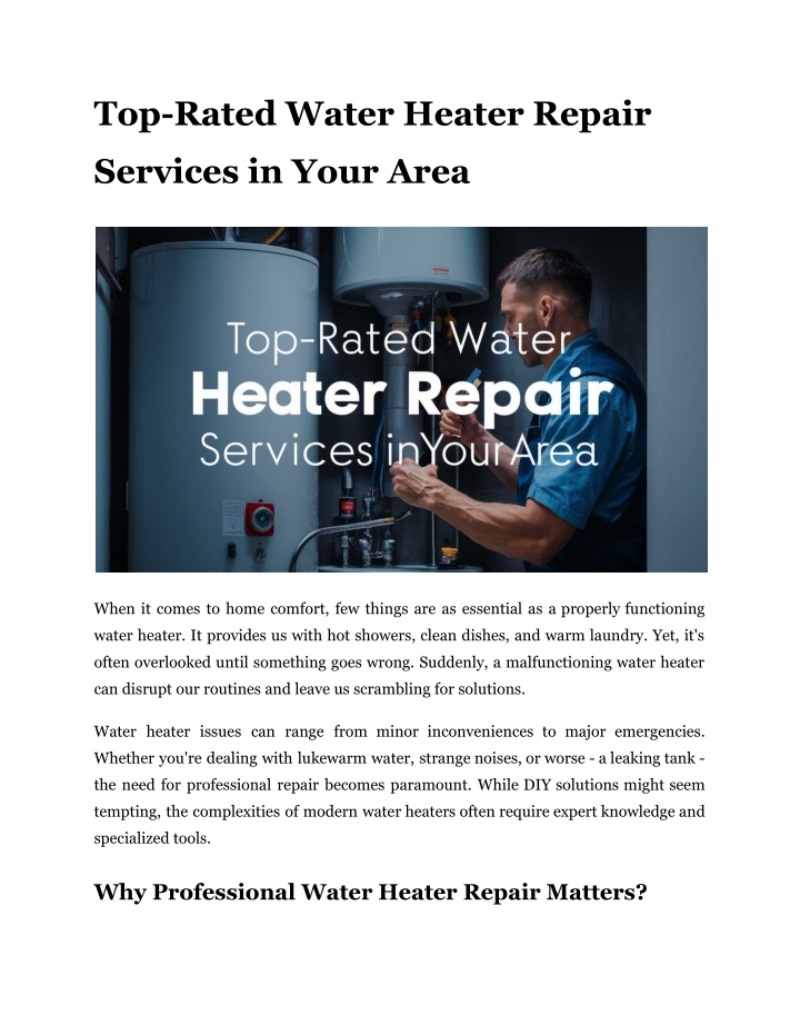 top rated water heater repair