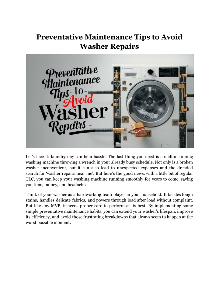 preventative maintenance tips to avoid washer