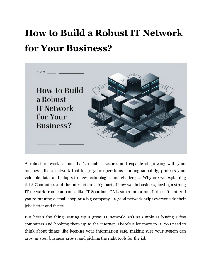 how to build a robust it network