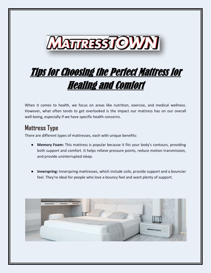 tips for choosing the perfect mattress for tips