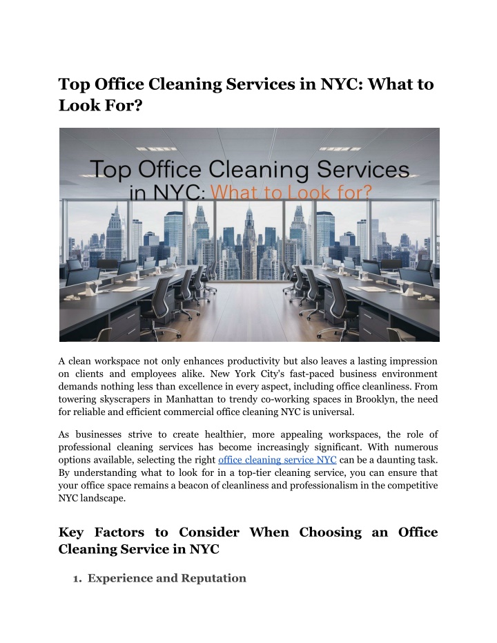 top office cleaning services in nyc what to look