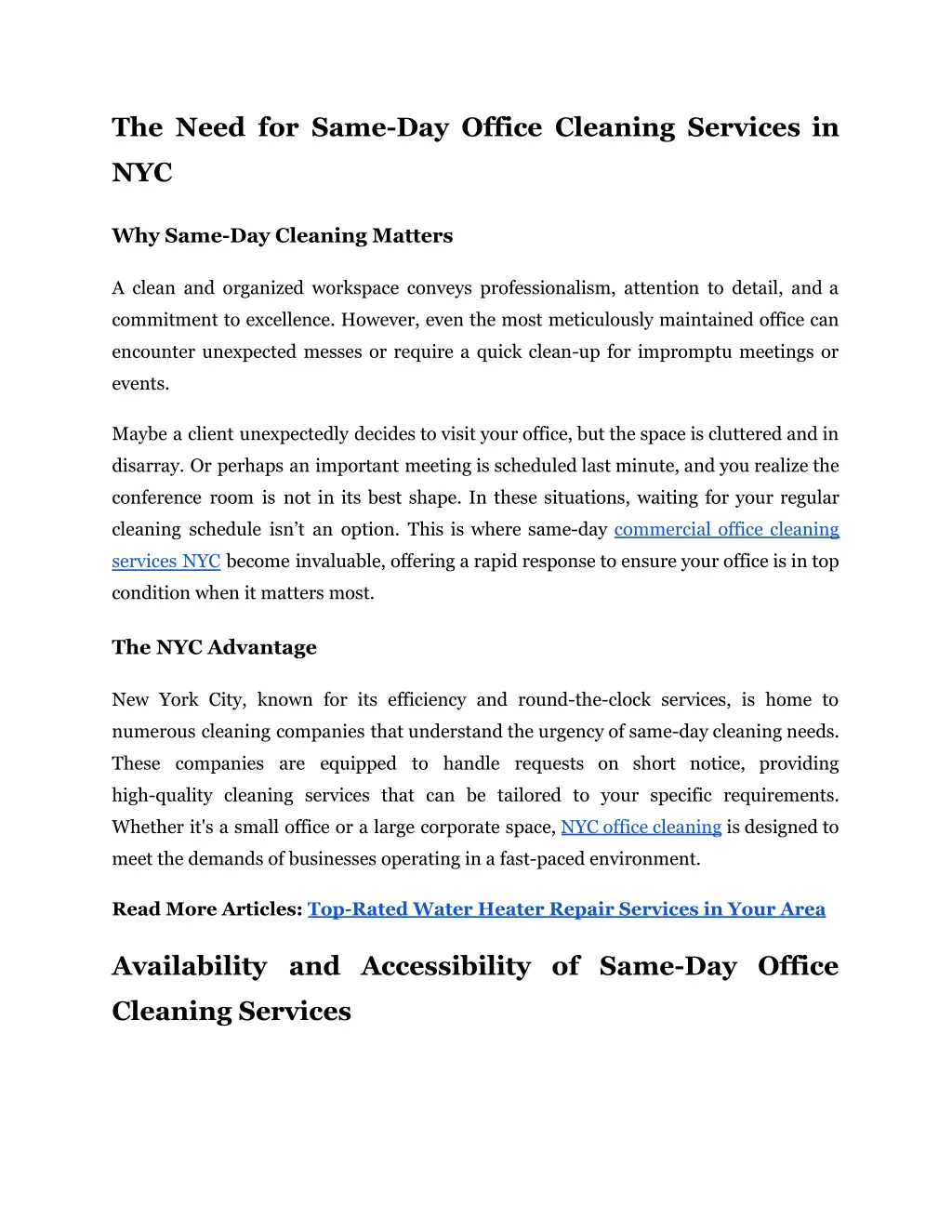 the need for same day office cleaning services in