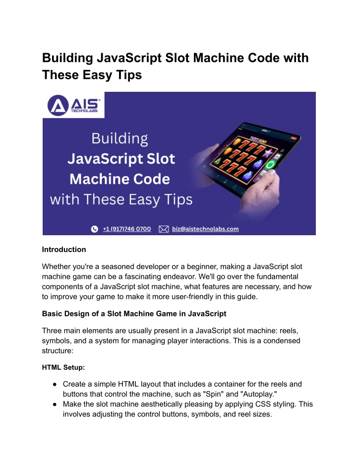 building javascript slot machine code with these