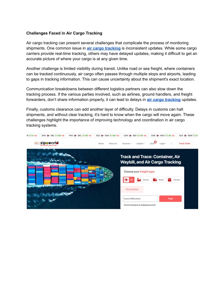 challenges faced in air cargo tracking