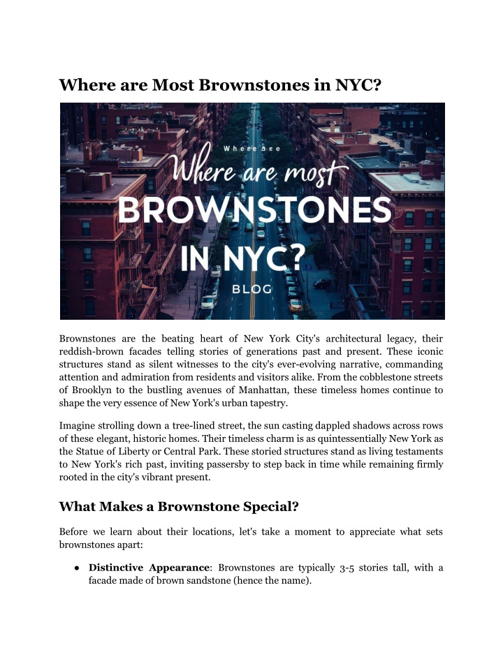 where are most brownstones in nyc