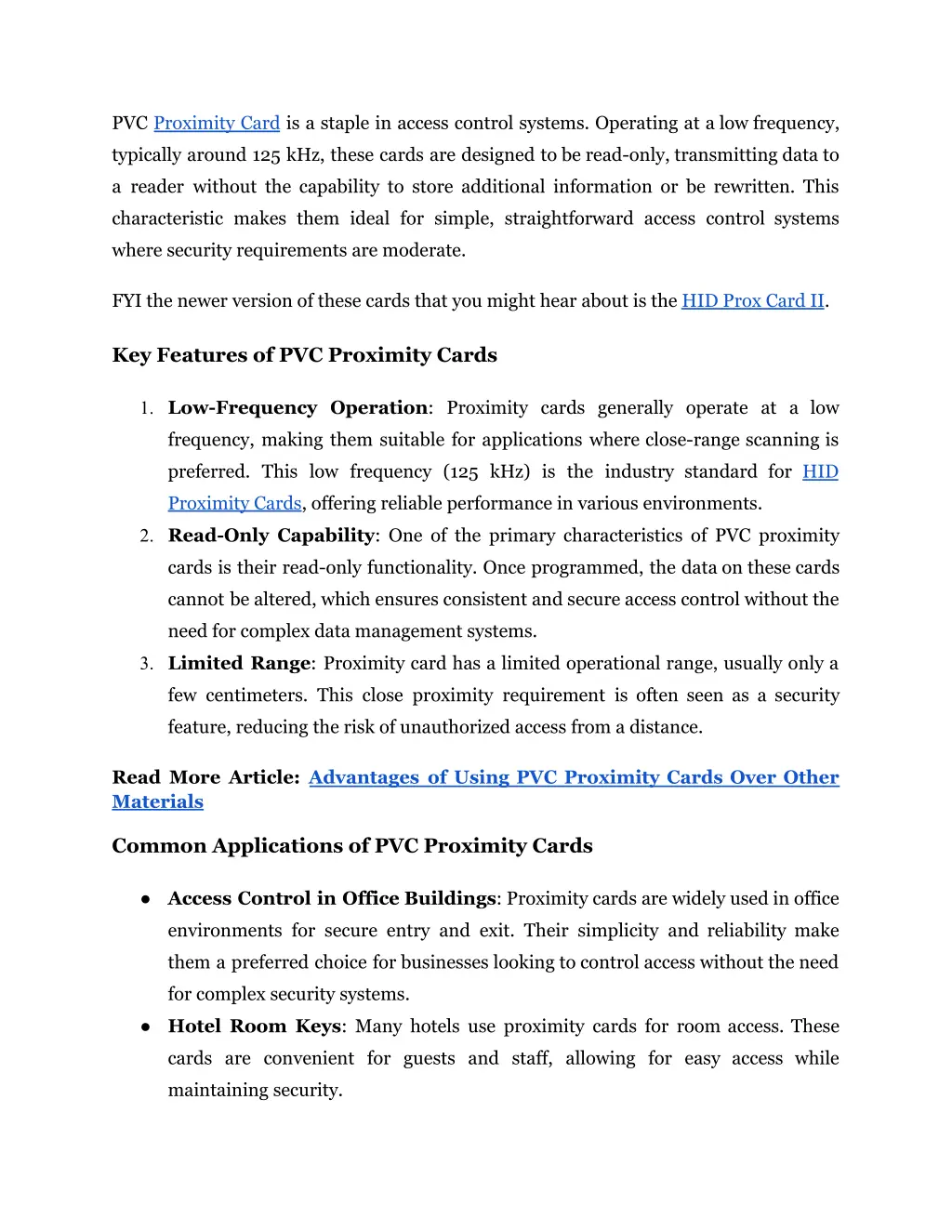 pvc proximity card is a staple in access control