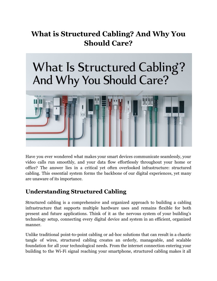 what is structured cabling and why you should care