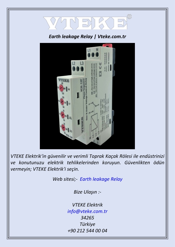 earth leakage relay vteke com tr