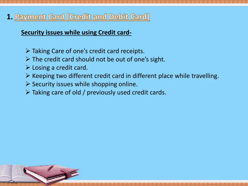 1 payment card credit and debit card 1