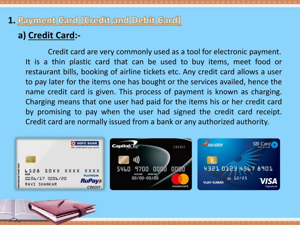 1 payment card credit and debit card