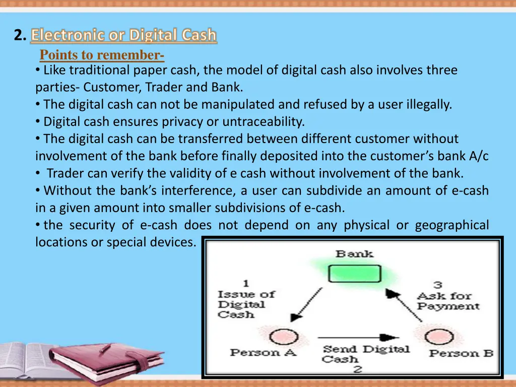 2 electronic or digital cash points to remember