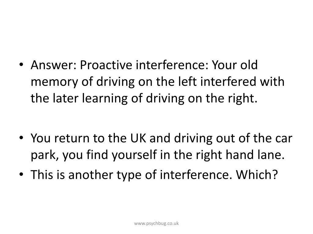 answer proactive interference your old memory