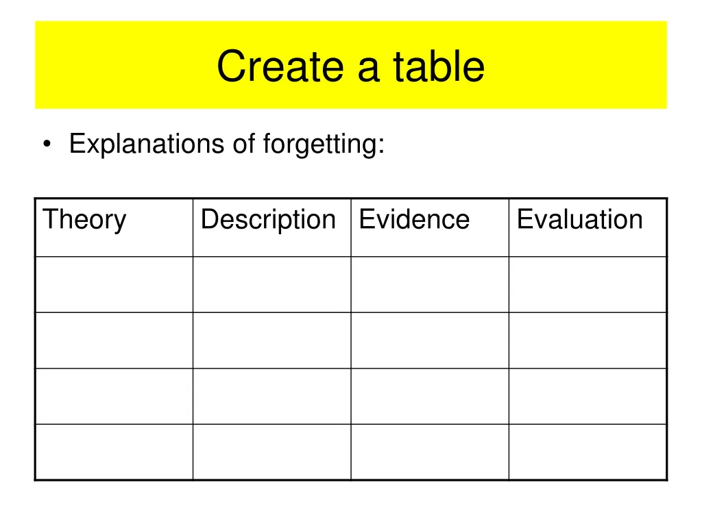 create a table