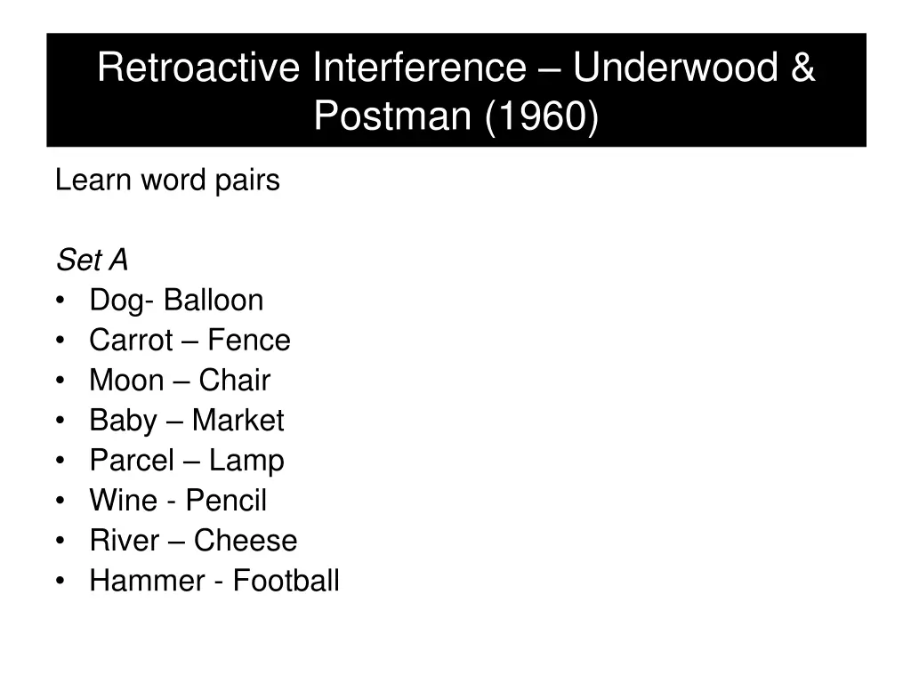 retroactive interference underwood postman 1960