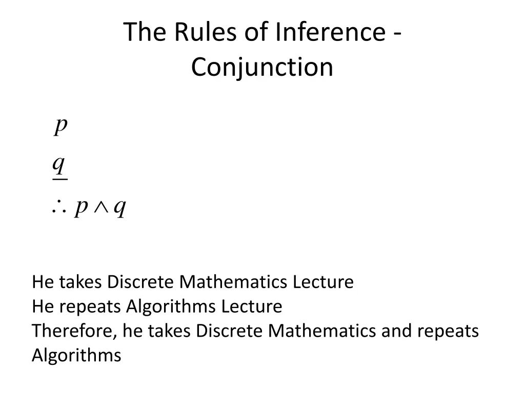 the rules of inference conjunction