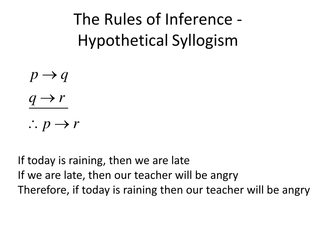 the rules of inference hypothetical syllogism