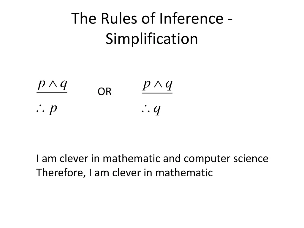 the rules of inference simplification