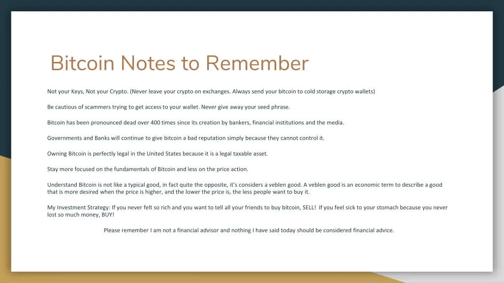 bitcoin notes to remember