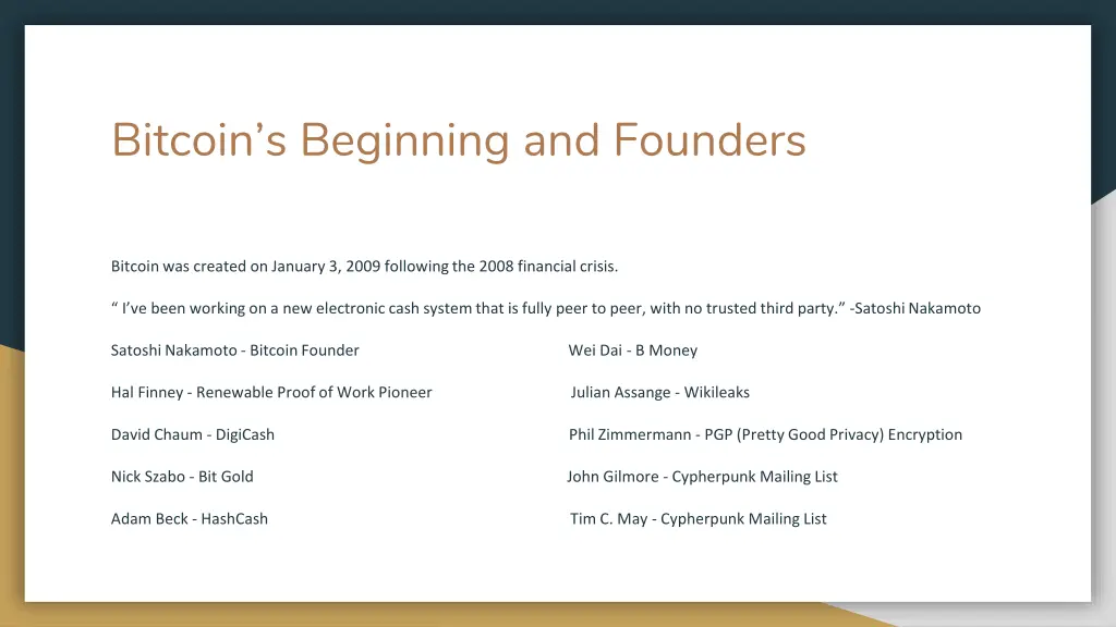 bitcoin s beginning and founders