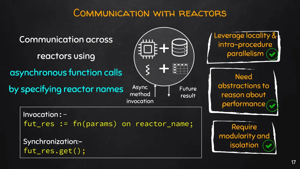 communication with reactors