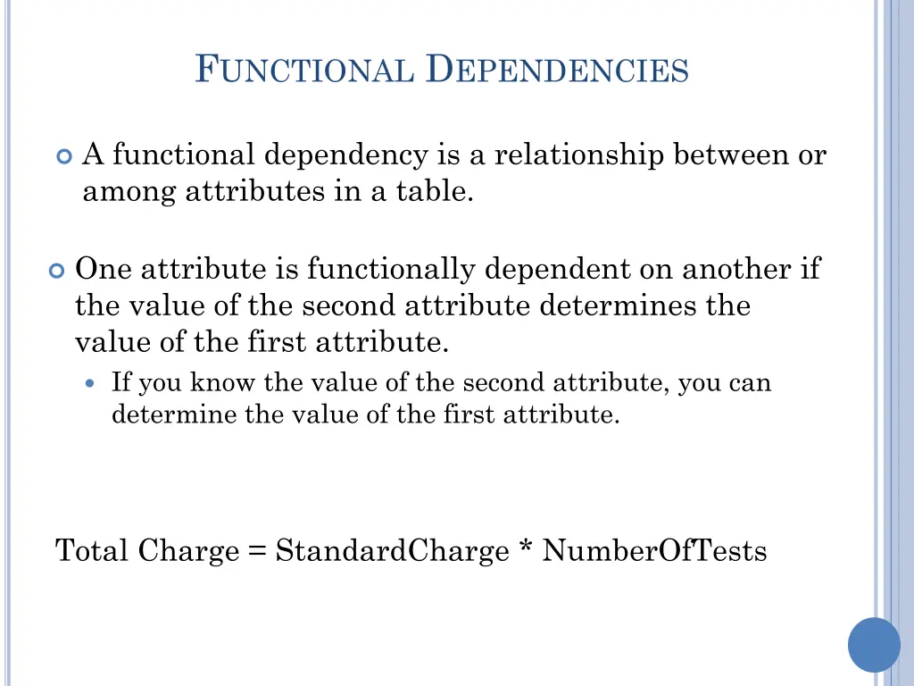 f unctional d ependencies