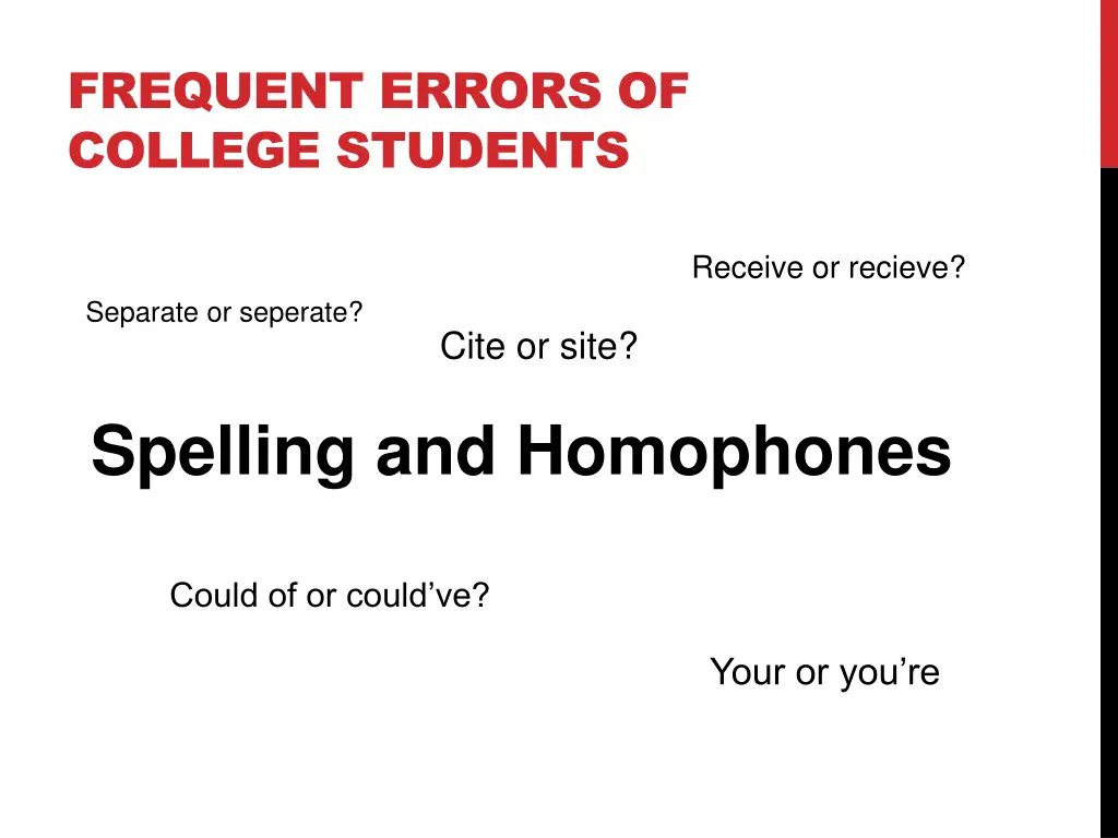 frequent errors of college students 3