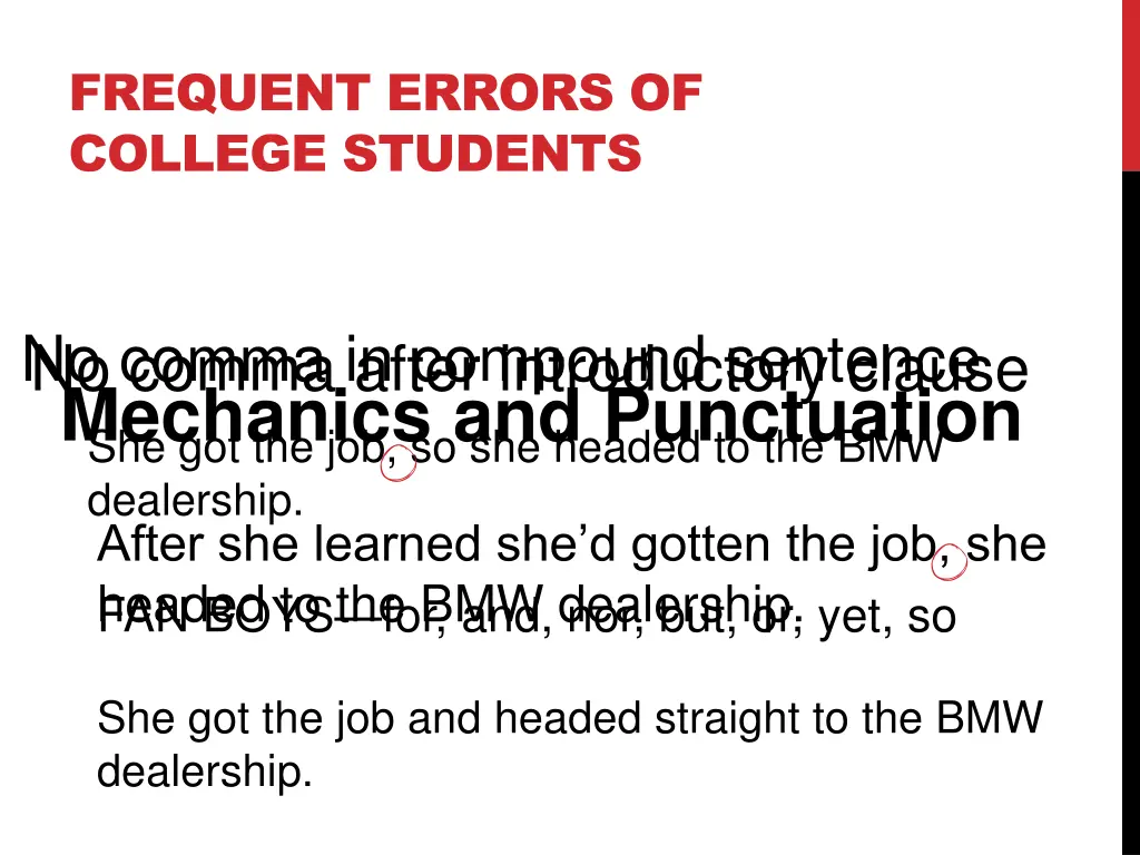 frequent errors of college students