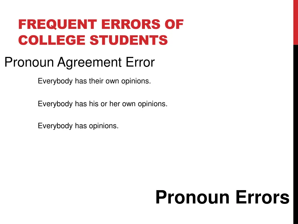 frequent errors of college students pronoun