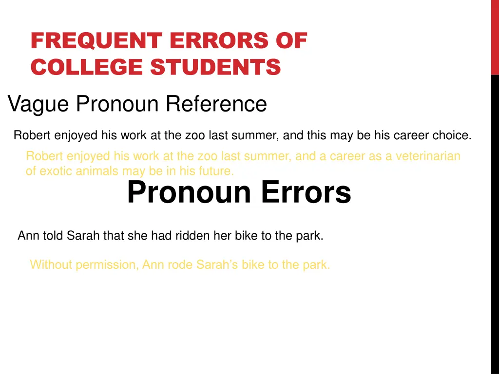 frequent errors of college students vague pronoun