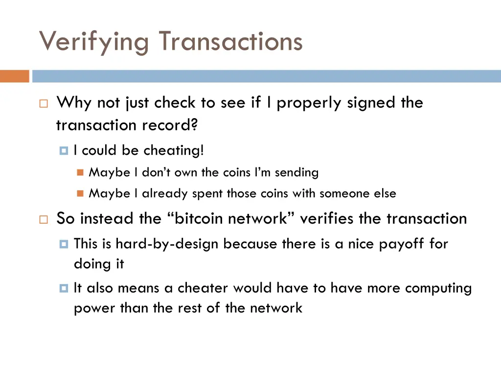 verifying transactions